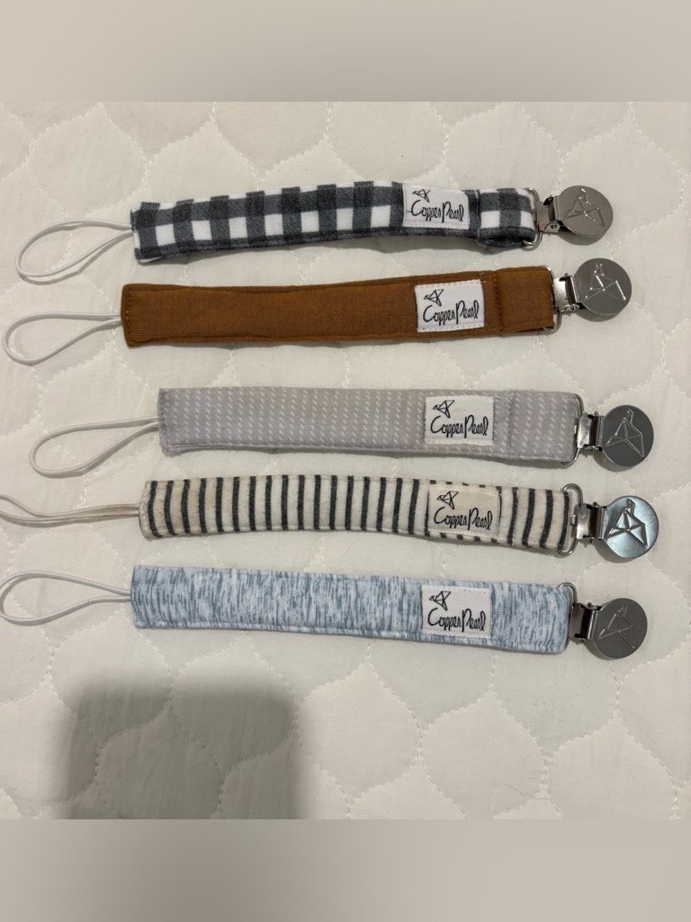 Copper Pearl Pacifier Clips